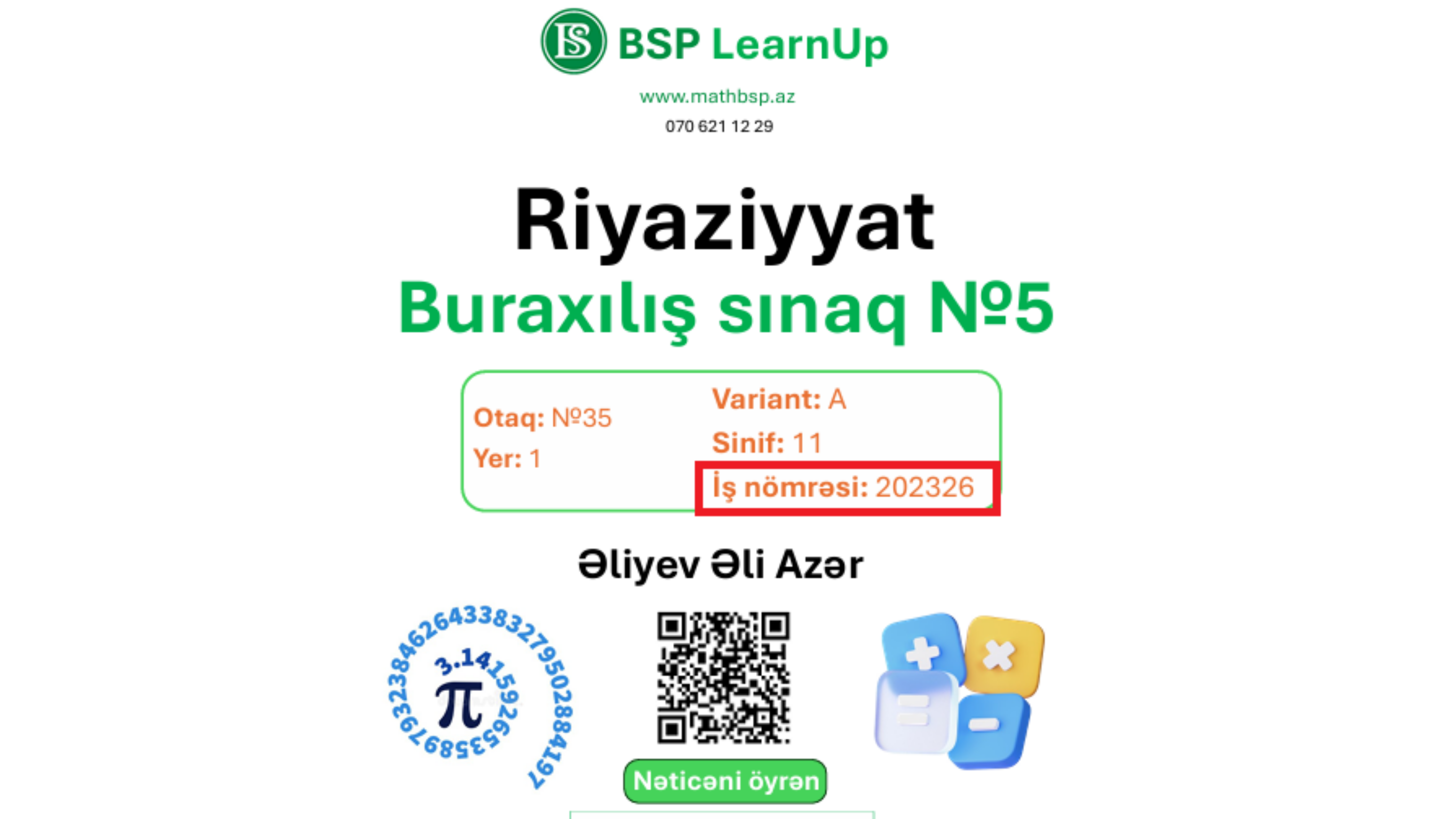 İş nömrəsi kitabçadan